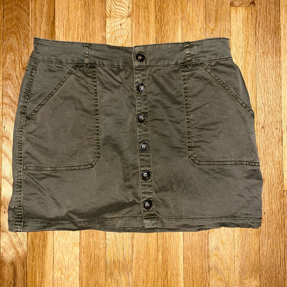 Garage Olive Green Denim Skirt
